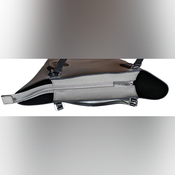 EUC Michael Kors Kimberly Shopper grey pebbled leather silver hw zip top tote - Picture 5 of 9